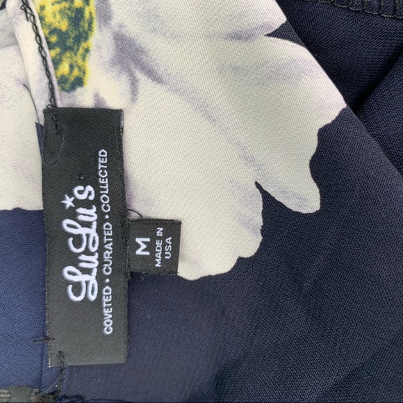 Lulus Flow On Navy Blue Floral Print Romper Medium - Picture 12 of 14